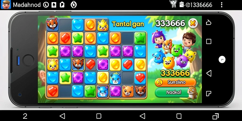 Tangkapan layar permainan menunjukkan keseruan gameplay Match-3.