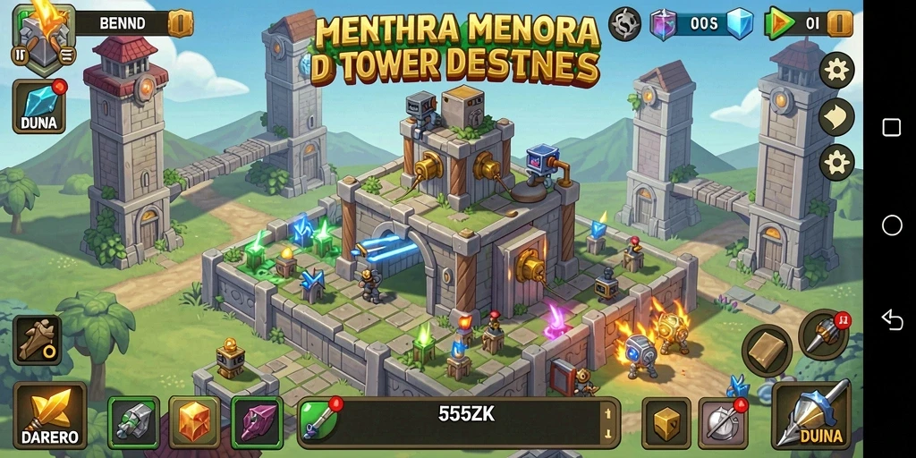 Tampilan gameplay menarik Tower Defense di 555ZK.
