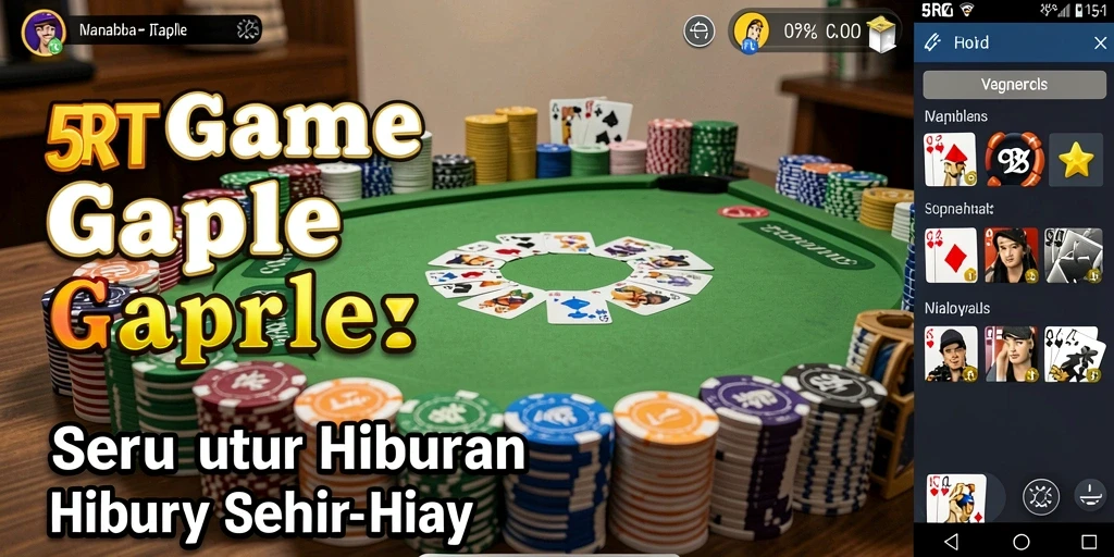 Tampilan gameplay seru di 5RT dengan kartu Gaple yang menarik.