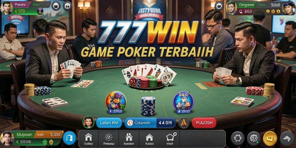 Tampilan gameplay Poker yang menegangkan di 777WIN.