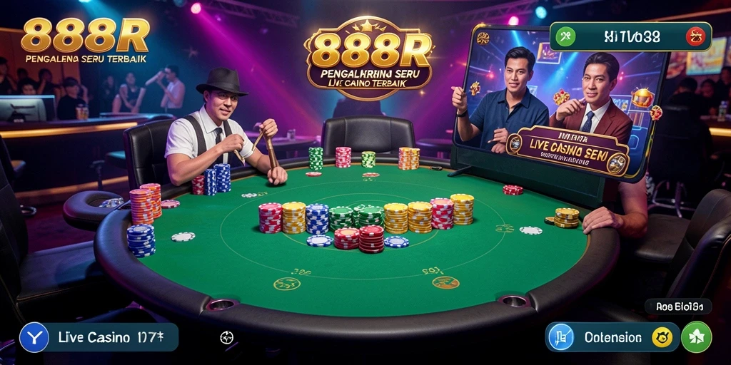 Screenshot gameplay 888R menampilkan suasana kasino yang hidup dan interaktif.