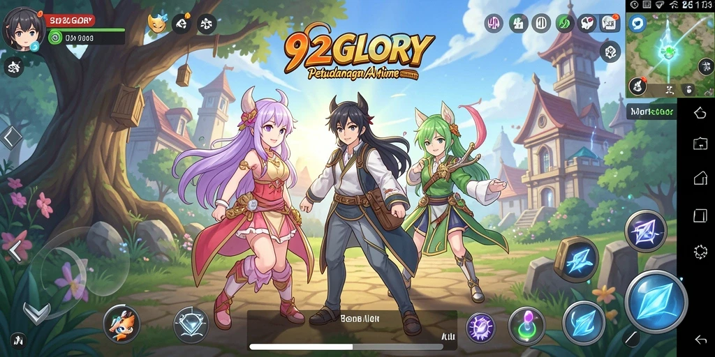 Tangkapan layar gameplay anime yang menakjubkan dari 92GLORY.