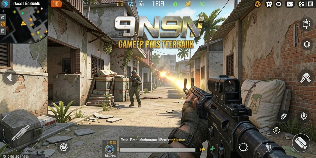 Tangkapan layar gameplay intens di 9N9N yang menunjukkan aksi perang.