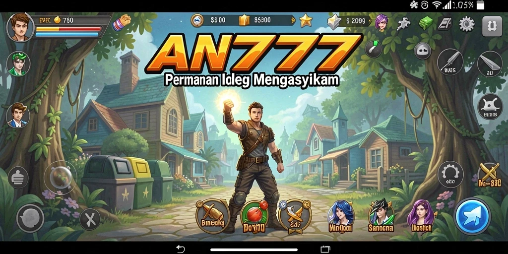 Tangkapan layar AN777 menampilkan gameplay Idle yang menyenangkan.