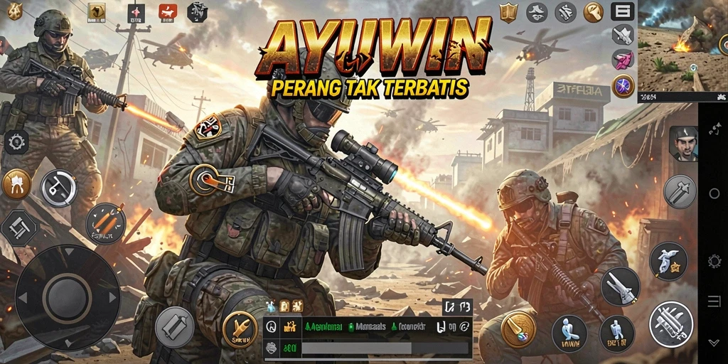 Tampilan gameplay AYUWIN yang menegangkan dalam aksi pertempuran.