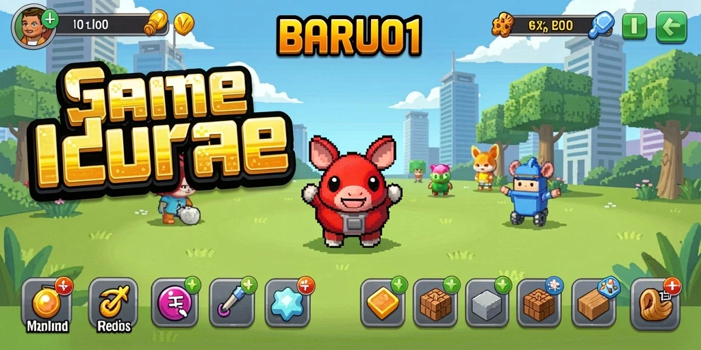 Tampilan gameplay BARU01 yang menarik dan penuh warna.