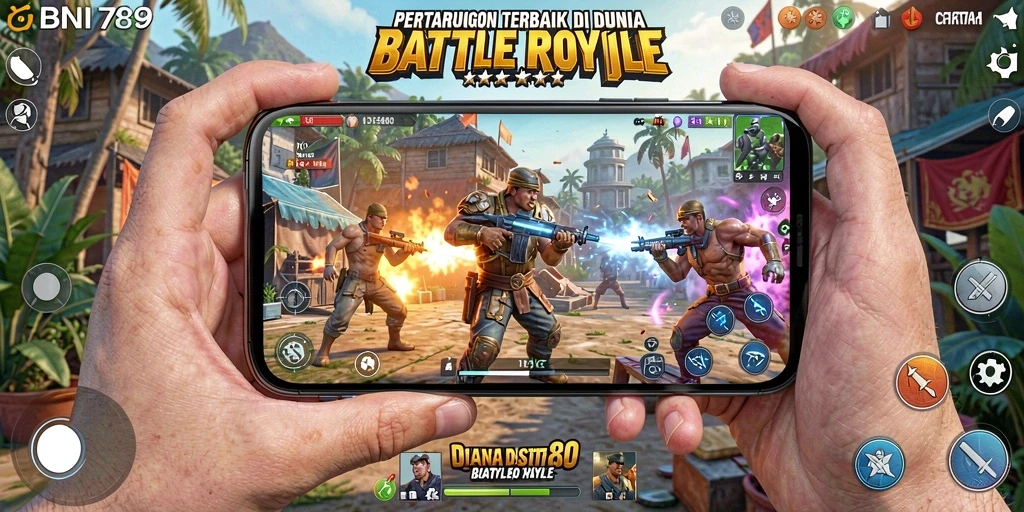 Screenshot BNI789 menampilkan aksi gameplay Battle Royale yang seru.