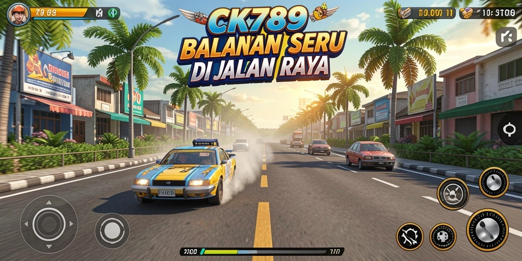 Gameplay seru dan mendebarkan di CK789 yang menampilkan balapan cepat.