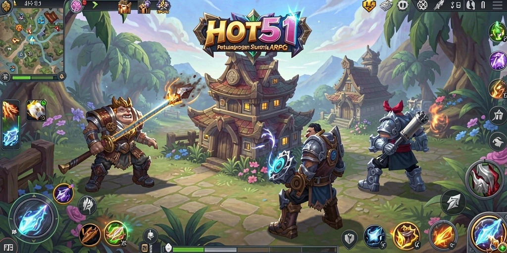 Tampilan gameplay HOT51 yang epik dan menegangkan dalam pertarungan ARPG.
