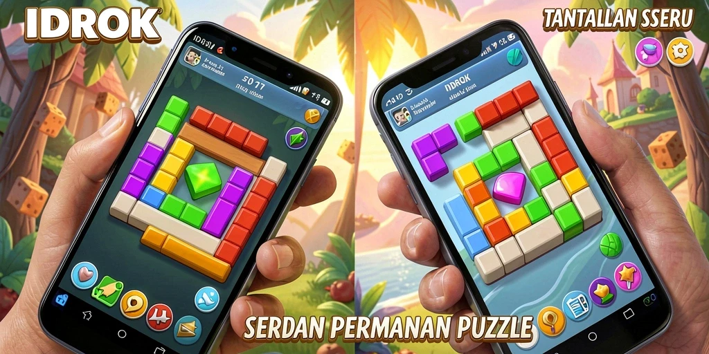 Screenshot utama IDROK menampilkan gameplay Puzzle yang menantang dan menarik.