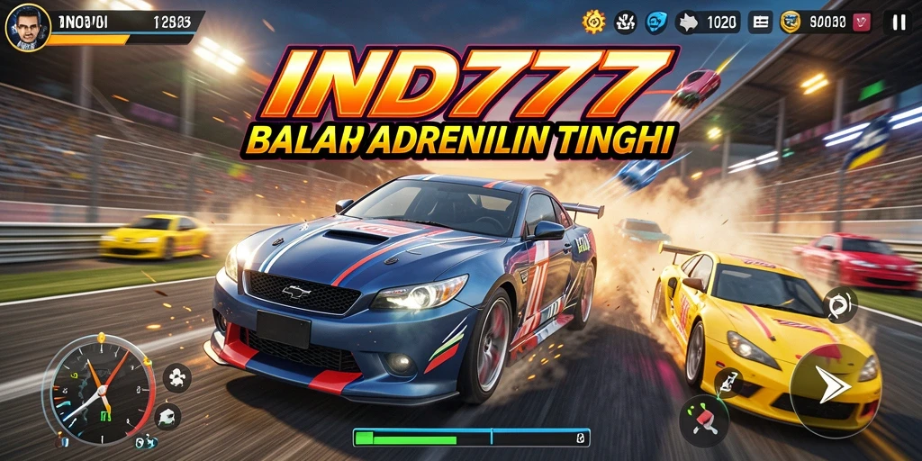 Tampilan gameplay seru dalam balapan mobil di IND777.