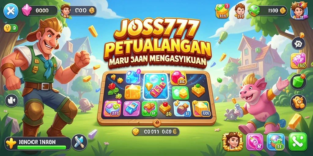 Screenshot JOSS777 menampilkan gameplay Match-3 yang seru dan berwarna.