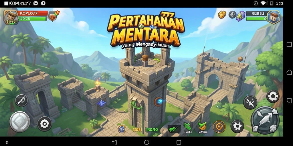 Screenshot gameplay KOPLO77 menampilkan aksi menara bertahan yang mendebarkan.