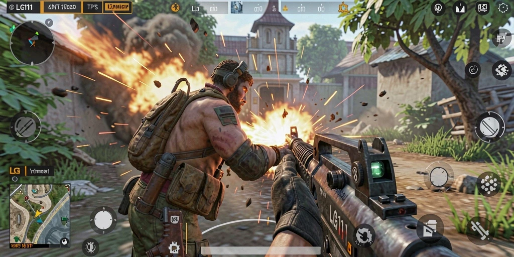 Screenshot LG111 memperlihatkan aksi mendebarkan dalam mode TPS.