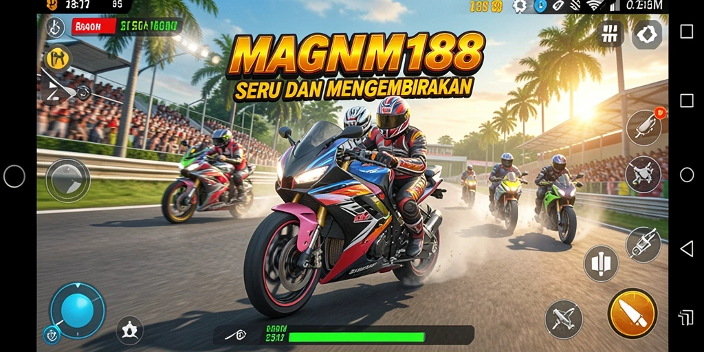Tampilan gameplay MAGNUM188 yang seru dan menegangkan dalam balapan motor.