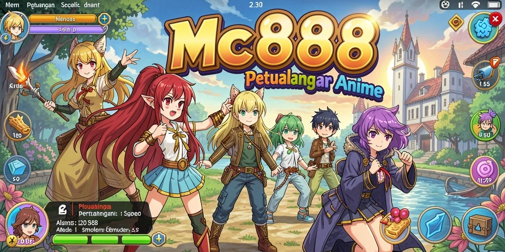 Tampilan seru gameplay MC888 dengan karakter-karakter anime yang unik.