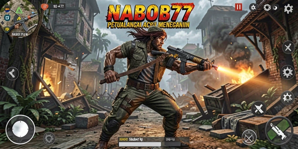 Tampilan gameplay NABOB77 dengan adegan aksi yang epik.