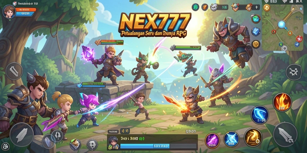 Screenshot NEX777 menampilkan aksi seru dalam pertarungan RPG.