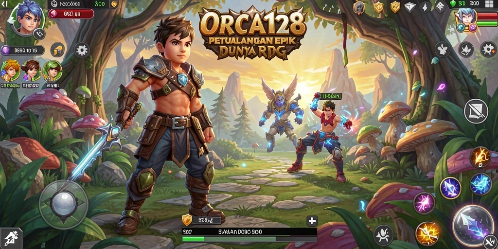 Tangkapan layar utama ORCA128 menunjukkan aksi seru dalam permainan RPG.