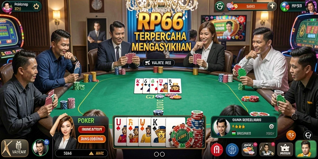 Tampilan screenshot utama RP66 menampilkan gameplay seru Poker.