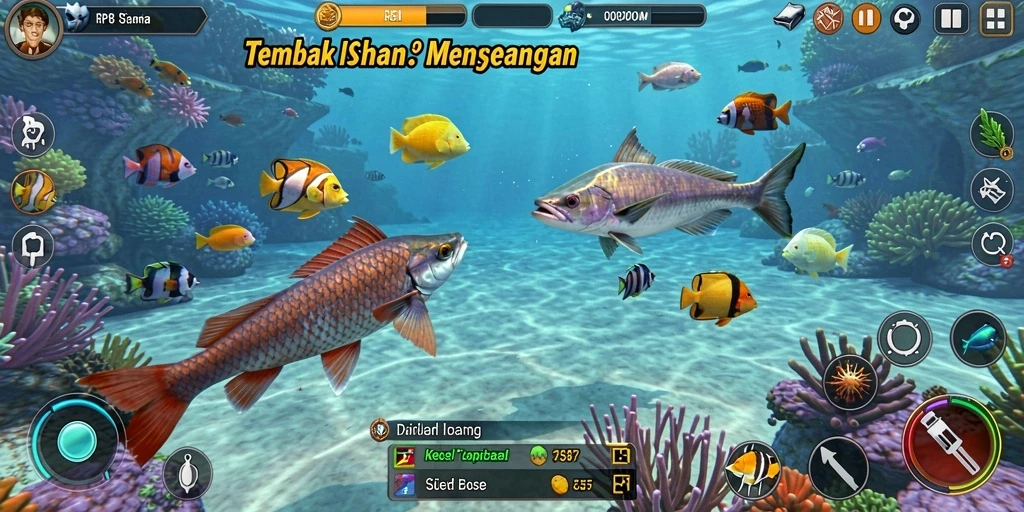 Tampilan seru dalam permainan Tembak Ikan RP8.
