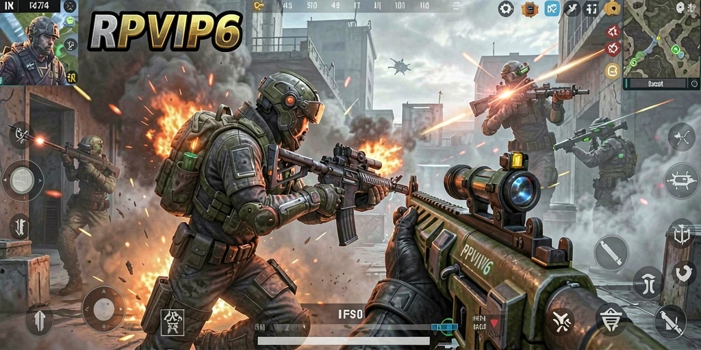 Gameplay RPVIP6 menampilkan aksi tembak-menembak yang seru dan mendebarkan.