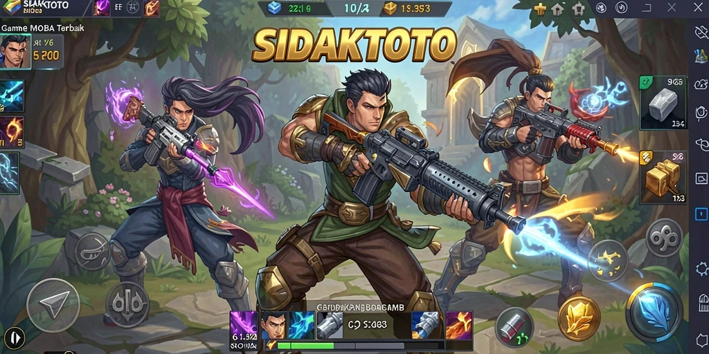 Tampilan seru gameplay MOBA di SIDAKTOTO dengan pertarungan tim.
