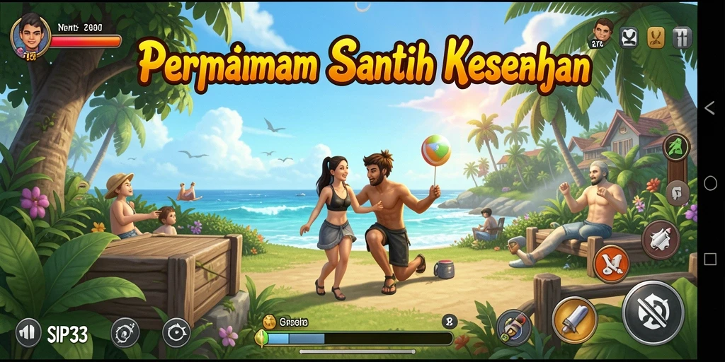 Tangkapan layar SIP33 menampilkan gameplay santai penuh warna dan kesenangan.