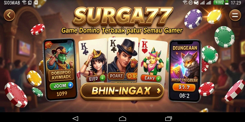 Tampilan gameplay SERU di SURGA77 dengan kartu Domino.