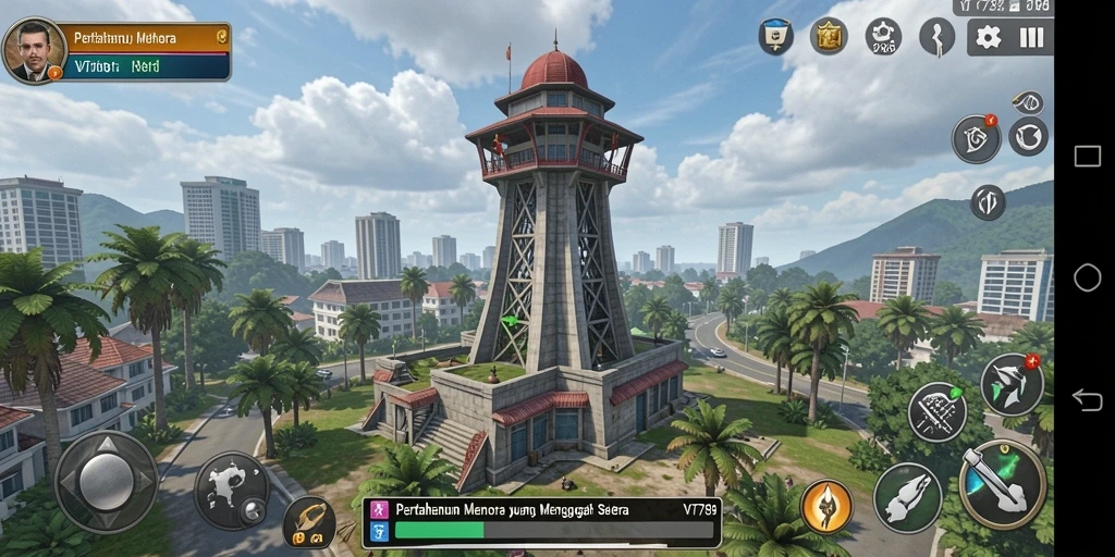 Tampilan gameplay menegangkan dari VT789 dalam Tower Defense.