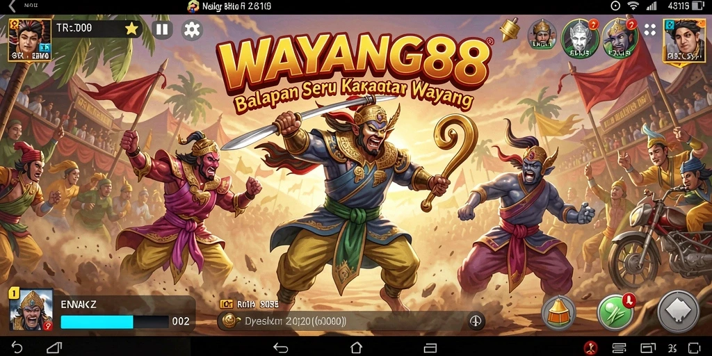 Gameplay Racing yang mendebarkan dengan karakter wayang yang unik.